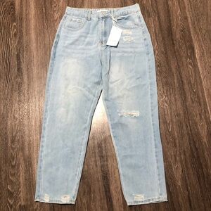 LOVER PREMIUM Distressed Light Wash Straight-Leg Jeans - Size L